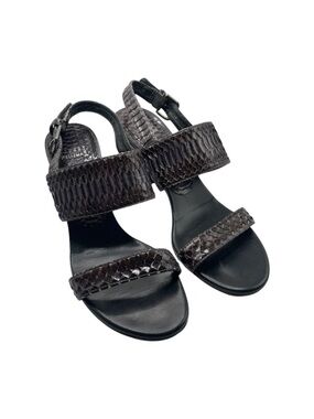 Stuart Weitzman Vintage Snakeskin Heeled Sandals Women’s‎ 8 US Dark Grey